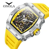 在飛比找蝦皮購物優惠-💥大onola設計手錶機械表男士頂級奢華時尚休閒夜光方形鏤空