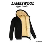 Thick Lambswool Zipper Hoodie Coat for Men Warm Winter Fleece long sleeve jacket