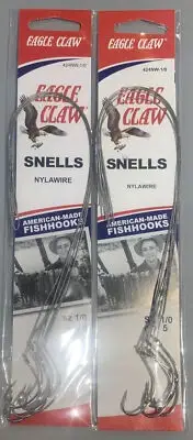 2 Packs Eagle Claw Nylawire Snells 424NW 1/0 kahle