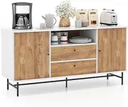 Giantex Buffet Cabinet with Storage, 59" Modern Coffee Bar Sideboard w/Sliding Tambour Doors, 2 Storage Drawers, 2 Side Cabinets, Buffet Table for Kitchen Dining Room Living Room