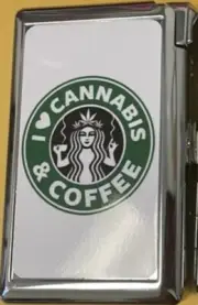 I Love Coffee Parody Cigarette Case With Built in Butane Lighter DS
