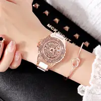 在飛比找蝦皮購物優惠-瑪莎莉 陶瓷 個性時尚潮流  滿鑽 女士手錶  新款 玫瑰金