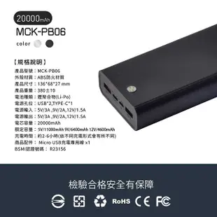 MIT電霸 PD+USB 18W 20000快充行動電源(自帶手機支架)台灣製造 (5.2折)