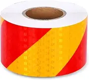 Reflective Tape， Red/Yellow Outdoor Security Marking Stickers, High Visibility Self Adhesive Warning Tape for Trailers, Trucks, Bicycle, Cars(10cm x 45 m)