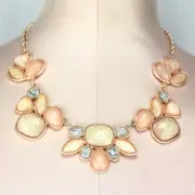 Mudd 18-20.5 " Copper-Tone Shimmery Champagne Peach Rhinestone Necklace
