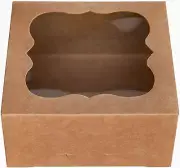 ONE MORE 6"X6"X3"Brown Bakery Boxes with Pvc Window for Pie and Cookies Boxes...