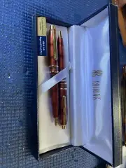 Bill Blass Vintage Continental Amber Marble Pen And Pencil Set