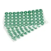 1 to 100 Number Stickers Label Self Adhesive Green and White , Pack of 20