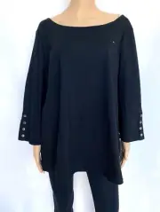 NWT! NEW! TOMMY HILFIGER Plus Size 3X Black Cotton Button Basic Top Tunic Shirt