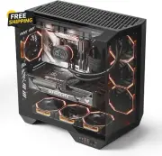 Full-Tower ATX Gaming PC Case, Back Plug-In Motherboard, Dual-Chamber, Panoramic