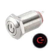 Latching Metal Push Button Switch Flat Head 12mm Mounting 1NO 3-6V LED Light
