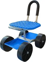 360 Degree Rotating Gardening Seat with Adjustable Height Garden Cart On Wheels with Swivel Seat Outdoor Lawn Yard Rolling Work Seat Stools for Seniors(4-Wheel)