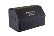 PU Leather Car Trunk Organizer for Audi, 12x12x20 in 45L, White Heart Logo