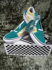 Vans Men's Skate Old Skool Aloha Marine/Gold Canvas Suede Sneakers Size 9.5