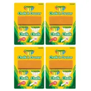 4PK Crayola White/Coloured Chalk N Duster Art/Craft Drawing School Draw Supplies