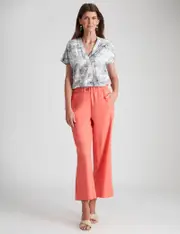 W. Lane Crop Linen Pant - Size 8 - Womens - CORAL