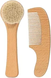 Healeved Infant Care Kit Baby Bath Brush Comb Set Soft Bristle Brush for Newborns Natural Wool Massage Comb Portable Bath Time Tool