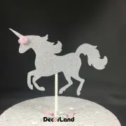 Glitter Silver Unicorn Cake Topper/ Cupcake Toppers