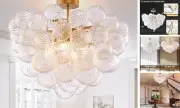 Semi Flush Mount Ceiling Bubble Ball Chandelier Lighting Dia 20 Inch Gold