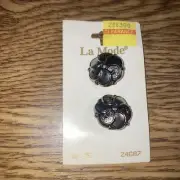 Vintage La Mode Buttons Made in italy, pair NEW-