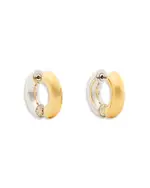 kate spade new york Interlock Cubic Zirconia Open Huggie Hoop Earrings in Two Tone