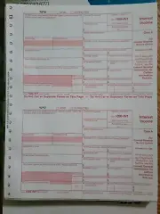 2023 IRS Tax Form 1099-INT single sheet set for 2 recipients carbonless 5-pt 2up