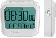 Small Magnetic Vibration Alarm Clock with Backlight, Large Digital Pomodoro Timer Countdown Count up Stopwatch, Vibrate or Loud or Silent Alarm, AAA Battery Operated, Portable for Travel Pocket