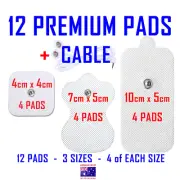 Omron compatible ELECTRODE TENS PADS CABLE WIRE LEAD CORD + 12 PADS VARIETY PACK