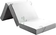 Luxdream Foldable Foam Mattress Trifold Sofa Bed Single 15CM Thick Sleeping Floor Mat Portable Camping Travel Cushion Bamboo Cover 190.5x78x15cm