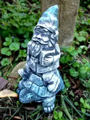 Latex gnome mold w plastic backup elf on turtle 4"L x 6"H x 3"W