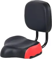 Bikes Seat, Backrest Comfort Saddle, Wide Ergonomic Cushion, Shock Absorbing Design for Mountain Road, Cycling and Fitness Rides, 11.81 x 9.45 inches, Red, Black