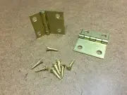 1 Pair Brass Piano Bench Hinges w Screws, Asymmetrical 1 9/16" wide, 1.75" long