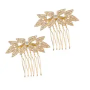Darice David Tutera Bridal Hair Comb Gold Leaves With Crystal Rhinestones