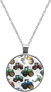 [Diusye] Necklaces for Women, Farm Tractor Farm Machine Print Stainless Steel Pendant Necklace Jewelry Birthday Anniversary Wife Girls Friends Gift