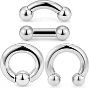 [Ocptiy] 2G 4G 6G 8G Septum Rings Large Ear Gauges Earrings Stretching Kit 316L Surgical Steel Internally Threaded Big Septum Nose Tongue Lip rings Piercing Jewelry Barbells 12mm 16mm 4Pcs