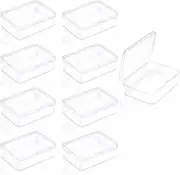 9 PCS Small Plastic Storage Box Rectangular Plastic Storage Containers Box with Hinged Lid for Small Items and Other Craft Projects (Plastic)