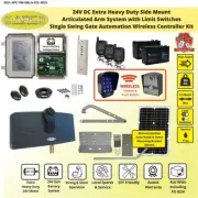 24V Solar Extra Heavy Duty Single Swing Gate Opener & Closer
