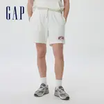 GAP 男裝 LOGO抽繩鬆緊短褲 厚磅密織水洗棉系列-白色(669741)