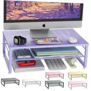 2-Tier Metal Monitor Stand Riser, Office Desk Storage Organizer for Computer