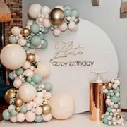 117Pcs Vintage Avocado Green Retro Pink Golden Balloon Garland Arch Kit for Baby Shower Birthday Wedding Anniversary Party Decorations