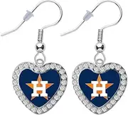 Houston Astros Crystal Heart Earrings