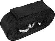 Strong Manual Winch Strap Black for Trailer Boat Steel Hook Weatherproof Long Lasting