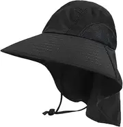 [Cimjim] Sun Hat with Neck Flap Wide Brim Fishing Hat Sun Protection Cap for Fishing, Hiking, Camping,Gardening