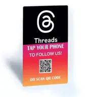 Social Media Smart Contactless Sharing NFC Threads Connect Card Tap + QR Code