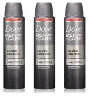 3 X Dove Men+Care Silver Control Anti-Perspirant/Anti-Transpirant 150mL Spray