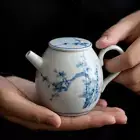 200ml China Retro Blue White Ceramic Handpainted Samuume Teapot Kung Fu Tea Set