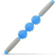 Fascia Muscle Roller, Cellulite Massager Fascia Roller for Cellulite and Sore Muscles, Neck, Leg, Back, Pressure Trigger Point Body Roller Deep Tissue Massage Stick Tools - 3 Massage Balls | Blue