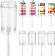 80PCS Round Shaped Clear Push-Pops Containers with Lids for Ice Cream Cake Dessert (17X5CM)