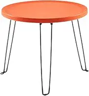 Leefasy Foldable Round Table Round Folding Table Foldable Coffee Desk Outdoor Dining Furniture Picnic Desk for Hiking Outside BBQ, Orange
