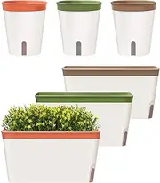 GardenBasix Self Watering Pots Window Box for Indoor Plants Home Garden Modern Decorative Flower Planter for All House Herbs Succulents Set of 6 (6, Tricolor)
